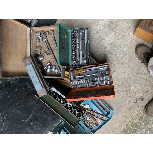 Large Wooden Tool Box Tools And Socket Sets Barnebys