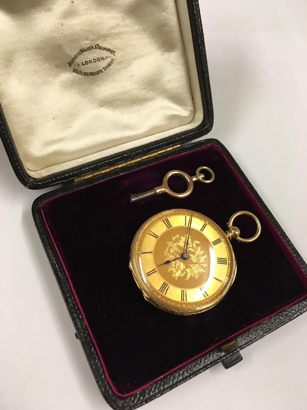 Antique 18k solid gold Pocket watch with key and box, 38mm diameter and ...