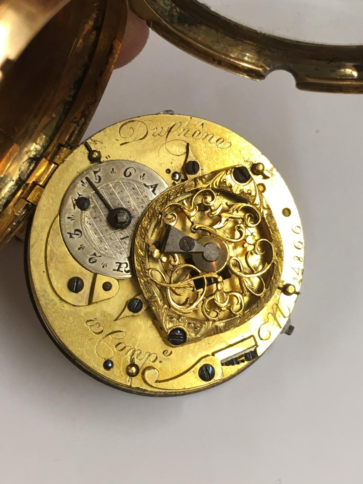 Antique circa 1700s 18ct solid gold & diamonds verge fusee pocket watch, antique 18k hallmark on inn