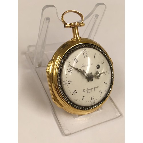 Antique circa 1700s 18ct solid gold & diamonds verge fusee pocket watch, antique 18k hallmark on inn