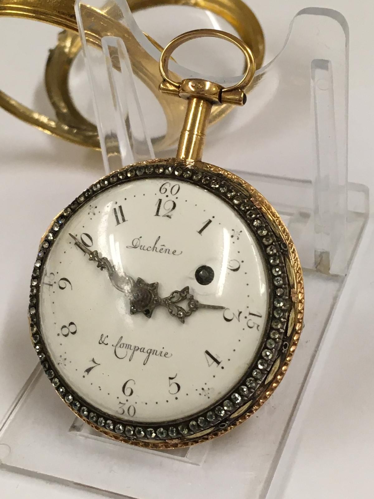 Antique circa 1700s 18ct solid gold & diamonds verge fusee pocket watch ...