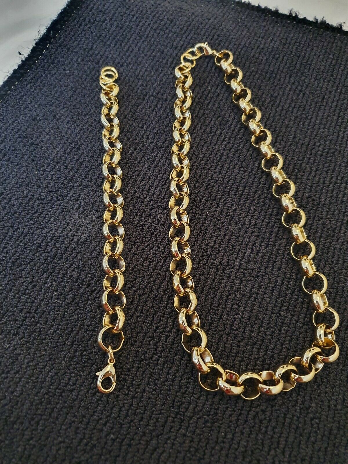 Brand New Mens Gold Bonded 24ct Belcher Chain and Bracelet