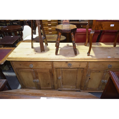 A Victorian Pine Kitchen Dresser Base With An Arrangement Of Three