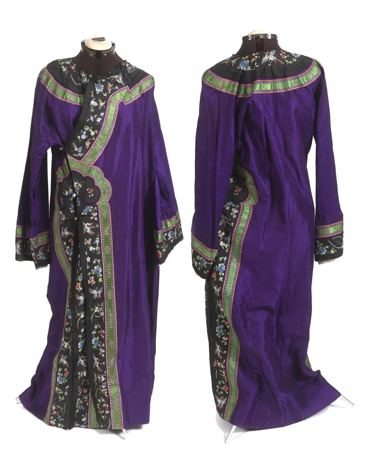 CHINESE SILK ROBE a late 19thc or early 20thc full length unlined