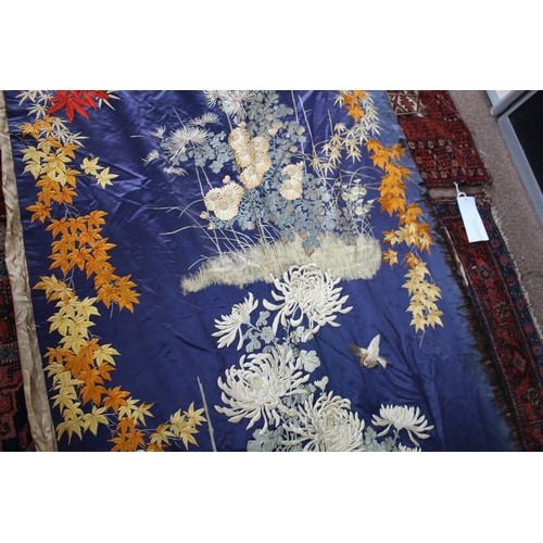 PAIR OF LARGE JAPANESE SILK WALL HANGINGS late 19thc, two very similar