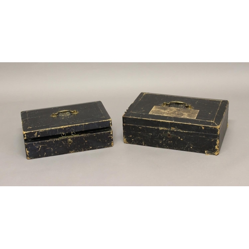 2236 - TWO SIMILAR VICTORIAN DOCUMENT CASES. Two similar leather covered secure document cases, one by Wick... 
