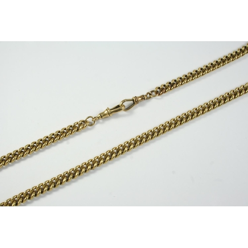 1064 - A 9CT GOLD CURB LINK WATCH CHAIN each link stamped 375, 53cm long, 84.6 grams