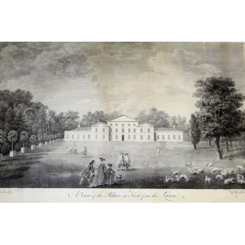 602 - AFTER WILLIAM MARLOW (1740-1813) AND OTHERS A VIEW OF THE PALACE AT KEW FROM THE LAWN; A VIEW OF THE... 