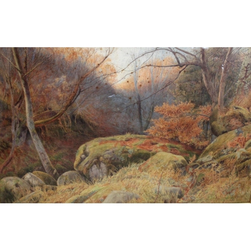 655 - WILLIAM J. CORAH (Fl.1883-1917) AUTUMN GOLD Signed and dated 1887; also signed, inscribed and dated ... 