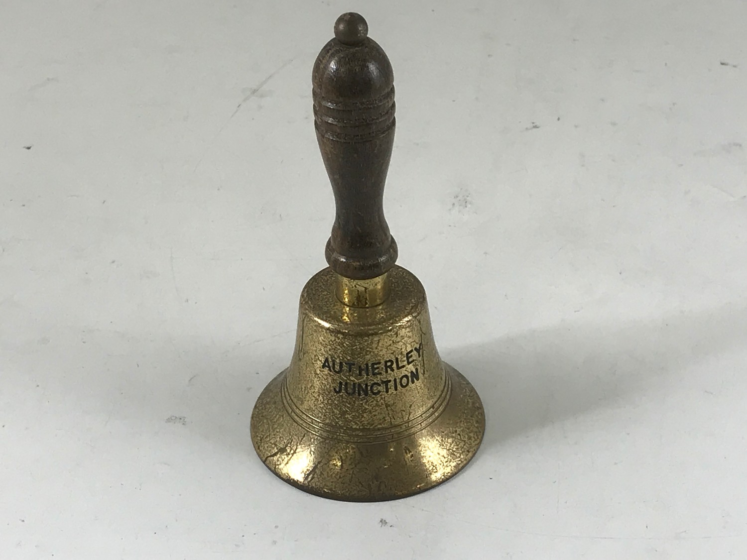 SMALL BRASS BELL, BELIEVED TO BE A CANAL BELL FROM AUTHERLEY JUNCTION ...