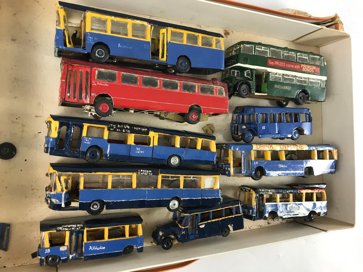 DINKY TOYS, 8 REPAINTED MODEL BUSES, 3 WHITE METAL KIT BUSES & 1