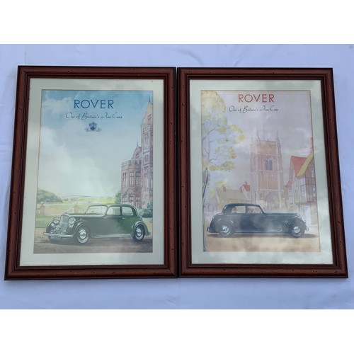 13 - 2 FRAMED REPRO CAR ADVERTISING POSTERS, ROVER CARS ‘ONE OF BRITAINS FINEST CARS’
