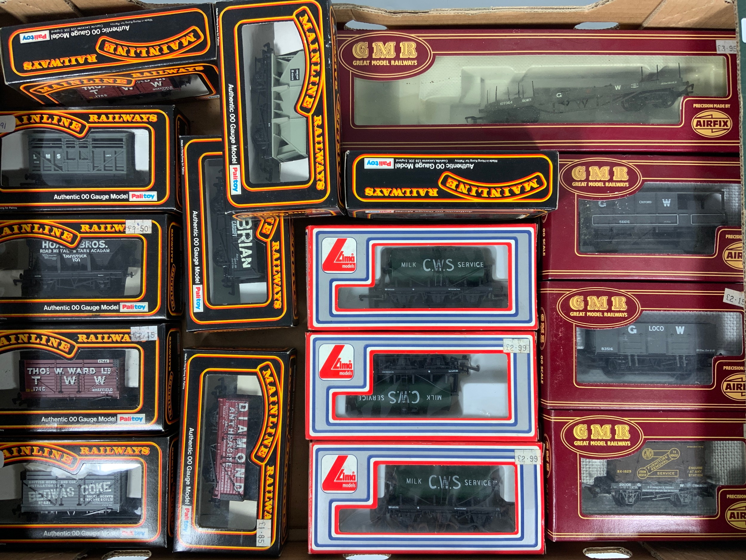 MODEL RAILWAY, FREIGHT WAGONS, ALL BOXED, 4 X GMR, 3 X LIMA CWS WAGONS