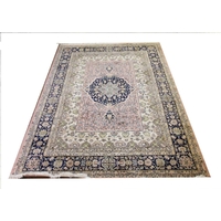 A Sarook Kashan silk rug, of neo-classical design against a burgundy