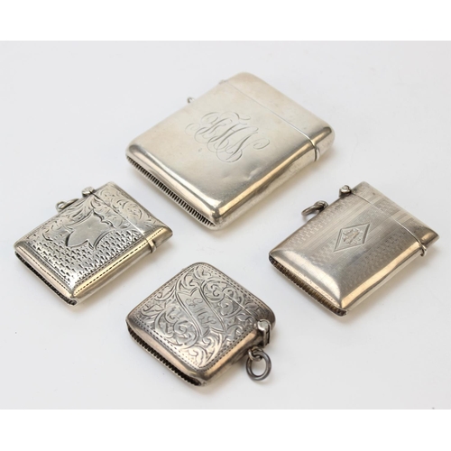 17 - An Edwardian silver vesta case by Horace Woodward & Co Ltd, Birmingham 1910, of rounded rectangular ... 