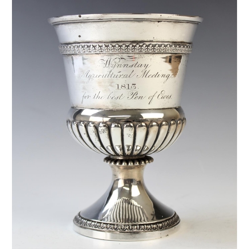 50 - A George III silver Agricultural trophy, Joseph Guest, London 1812, the pedestal trophy with stop fl... 