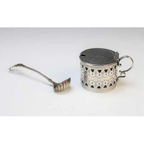 62 - A Victorian silver drum mustard, Nathan and Hayes Birmingham 1890, of typical pierced form with doub... 