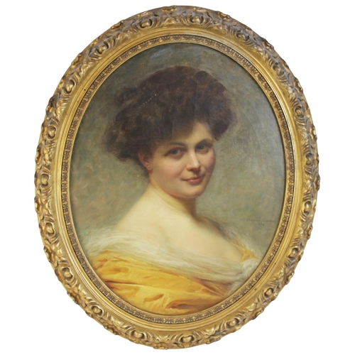 Edouard Cabane (French, 1857-C.1942), Oval portrait of a la... | Barnebys