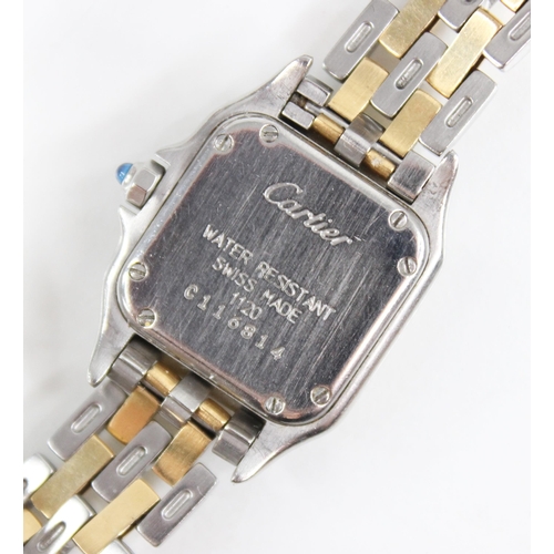 44 - A ladies Cartier Panthere de Cartier bi-metal quartz wristwatch, the square white dial with Roman nu... 