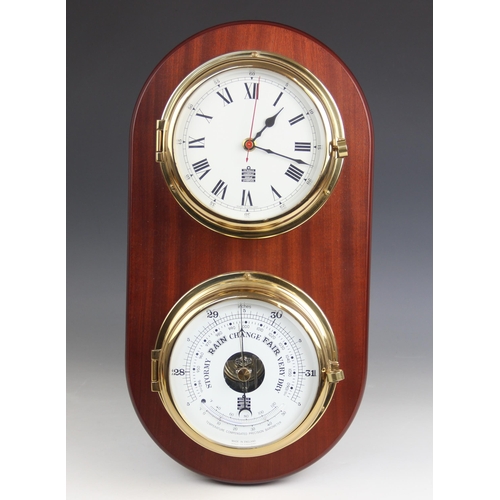 A Sewills of Liverpool brass cased ships wall clock with quartz movement, late 20th century, and con