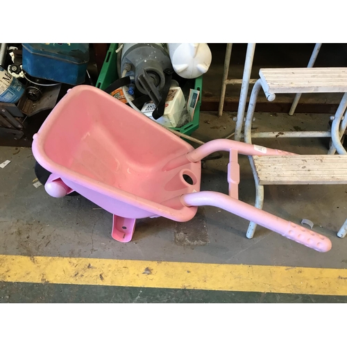 childs pink wheelbarrow