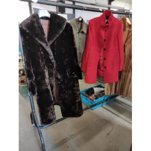 576 - Three ladies coats two size 12 and one vintage three quarter length fur coat