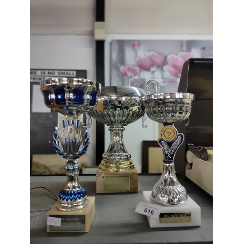 616 - Three marble heavy quality Trophies all Vehicle related