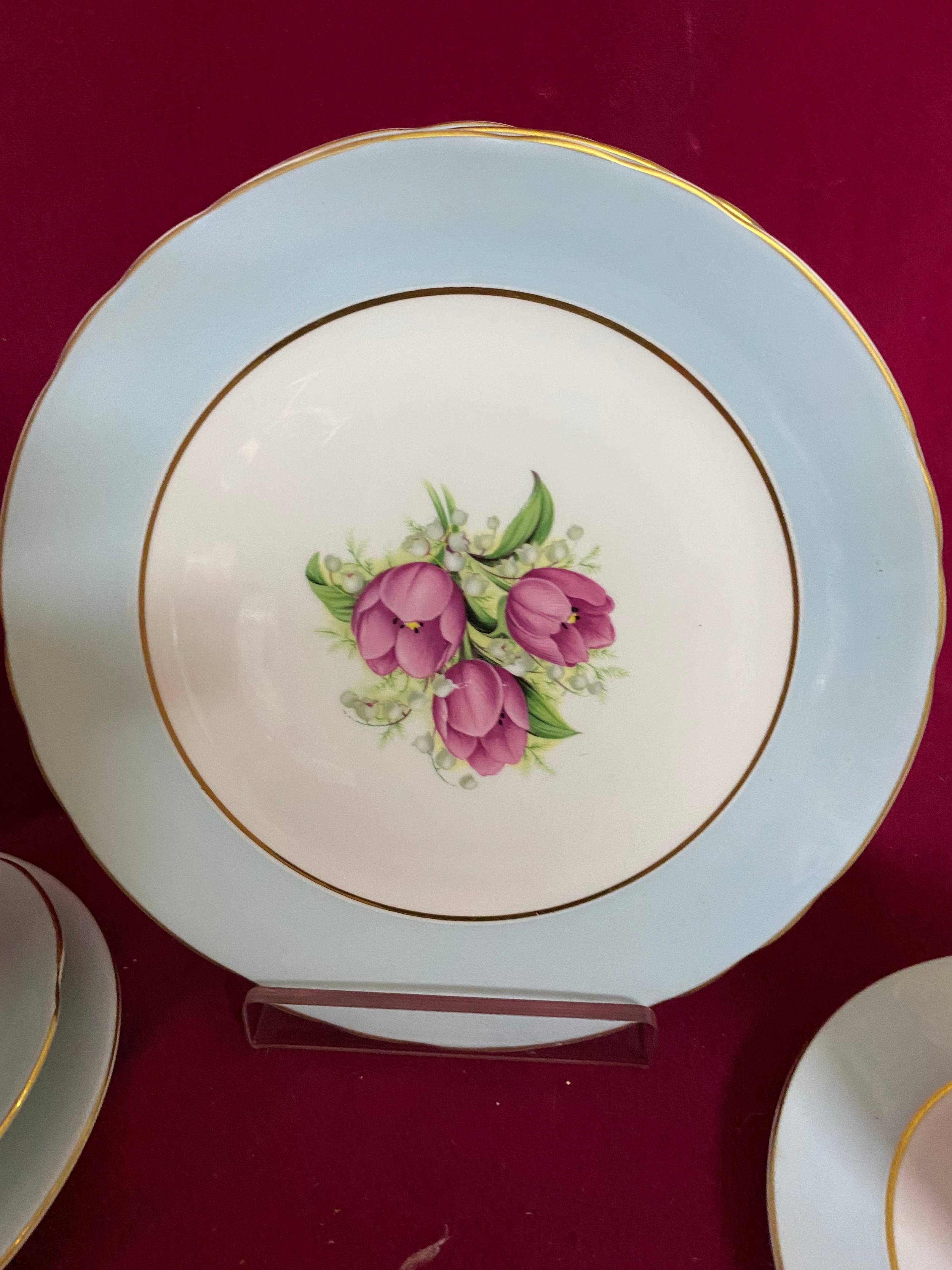 Vintage Imperial Bone China 22ct gold pale blue tea set comprises of 5