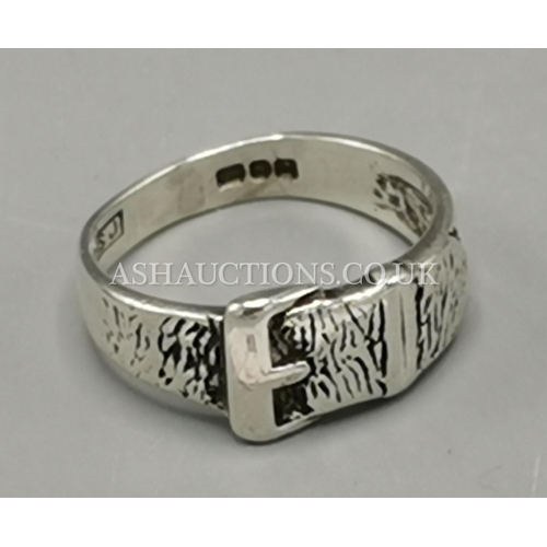 8 - PRESENTED AS A SILVER (Hallmarked) BUCKLE RING