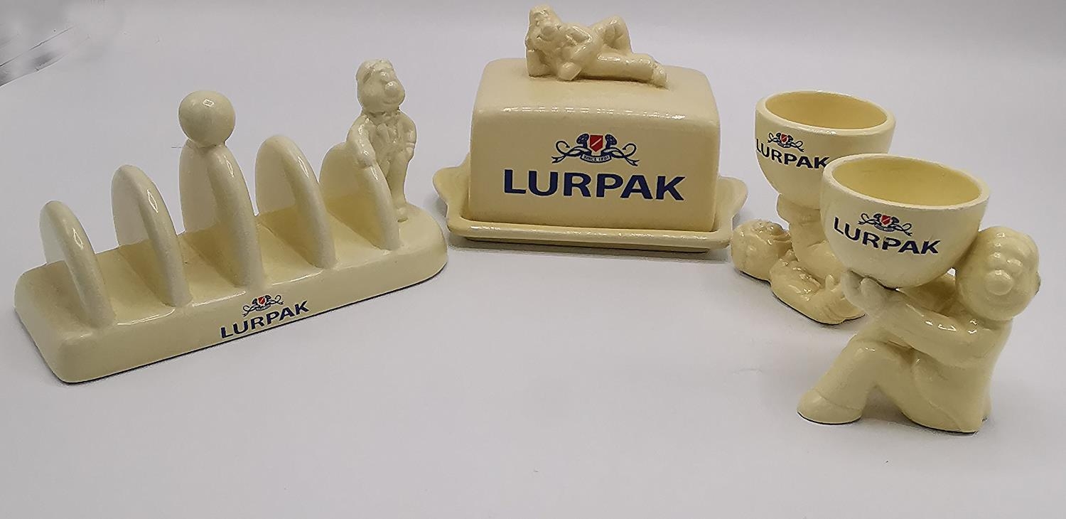 LURPAK COLLECTABLES .LIDDED BUTTER DISH,TOAST RACK And EGG CUPS (2)