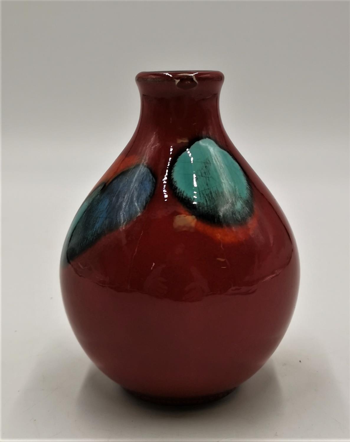POOLE POTTERY RED GLAZED VASE (Under Glaze Chip)