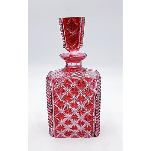 3 - CRANBERRY CUT CRYSTAL 26cm DECANTER.
(This Lot Will Not BE PACKED OR SHIPPED....PICK UP ONLY !!!)