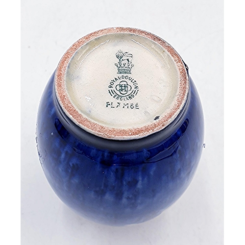 5 - ROYAL DOULTON 8cm BLUE FLAMBE VASE (Extremely Rare)