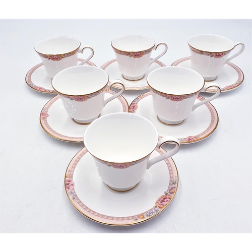 21 - ROYAL DOULTON CHINA CUPS & SAUCERS (6) IN THE DARJEELING DESIGN (Cups Are Marked 2nds)