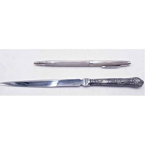 37 - PRESENTED AS A STERLING SILVER BIRO Plus STERLING SILVER PAPER KNIFE By Cooper Ludlam  (Both Hallmar... 