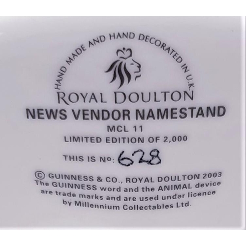 48 - ROYAL DOULTON 10.5cm x 8cm NEWSVENDOR NAMESTAND (Slogan:Royal Doulton Guinness Toucans 2000-2004) (L... 