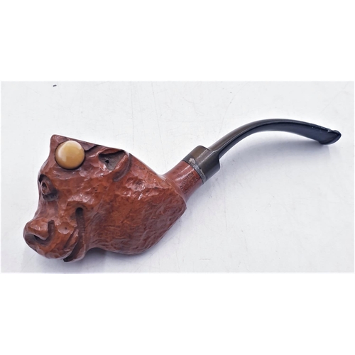 51 - WOODEN CARVED BULLS HEAD PIPE