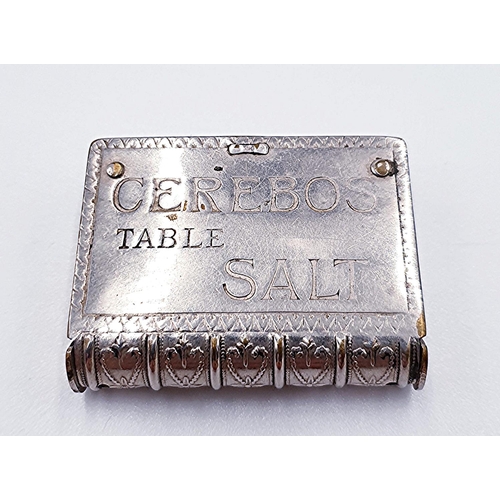 17 - SILVER PLATE (Early 20th Century) VESTA CASE (Advertising Celebros Table Salt) (Opens Both Ends)