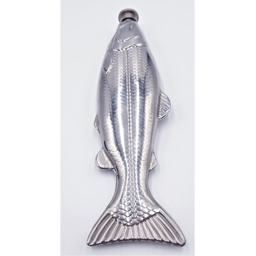 4 - CHROME HIP FLASK FASHIONED AS A FISH