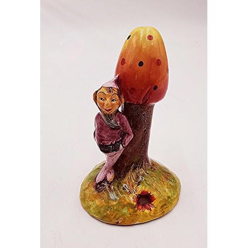 45 - MORLEY POTTERY (Staffordshire) 11cm MODEL OF A PIXIE By MUSHROOM