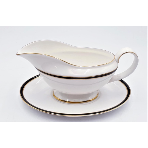 2 - MINTON CHINA GRAVY BOAT And UNDER TRAY IN THE SATURN DESIGN