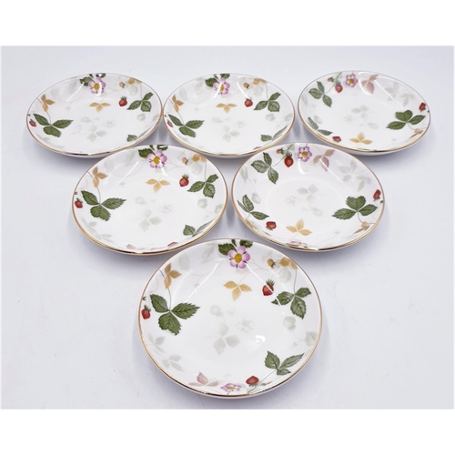 8 - WEDGWOOD CHINA 11cm Dia DISHES (6) IN THE WILD STRAWBERRY DESIGN (Marked 2nds)