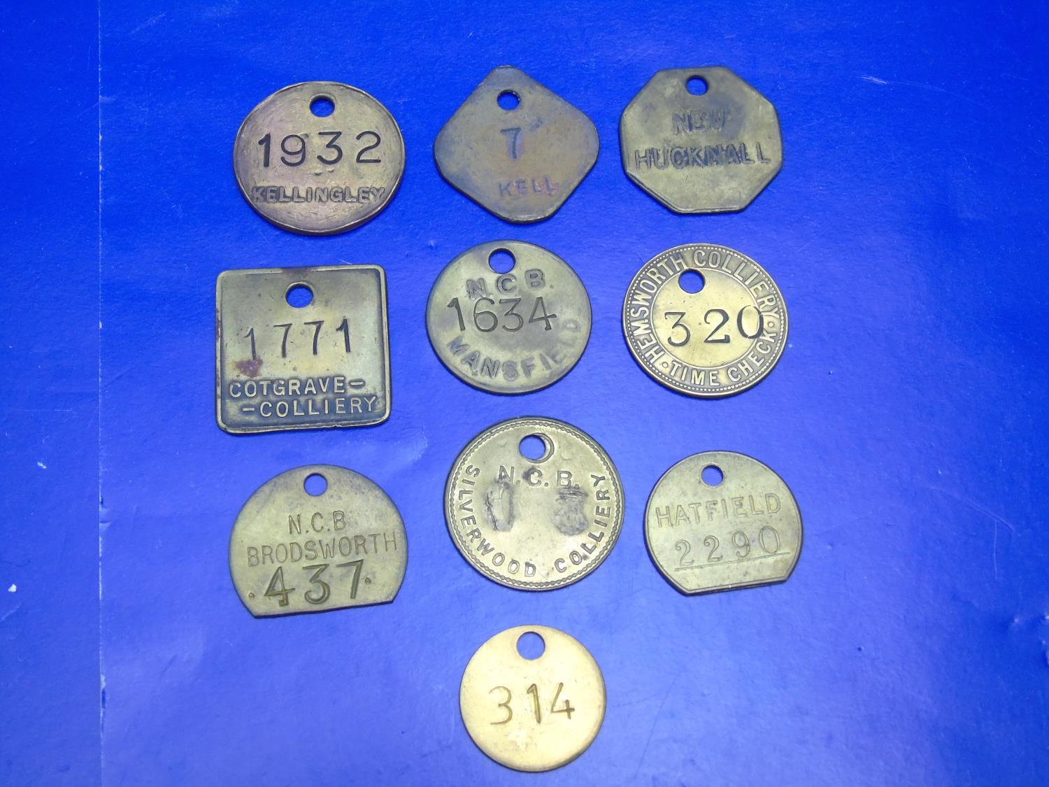 Ten assorted colliery miners pit tokens