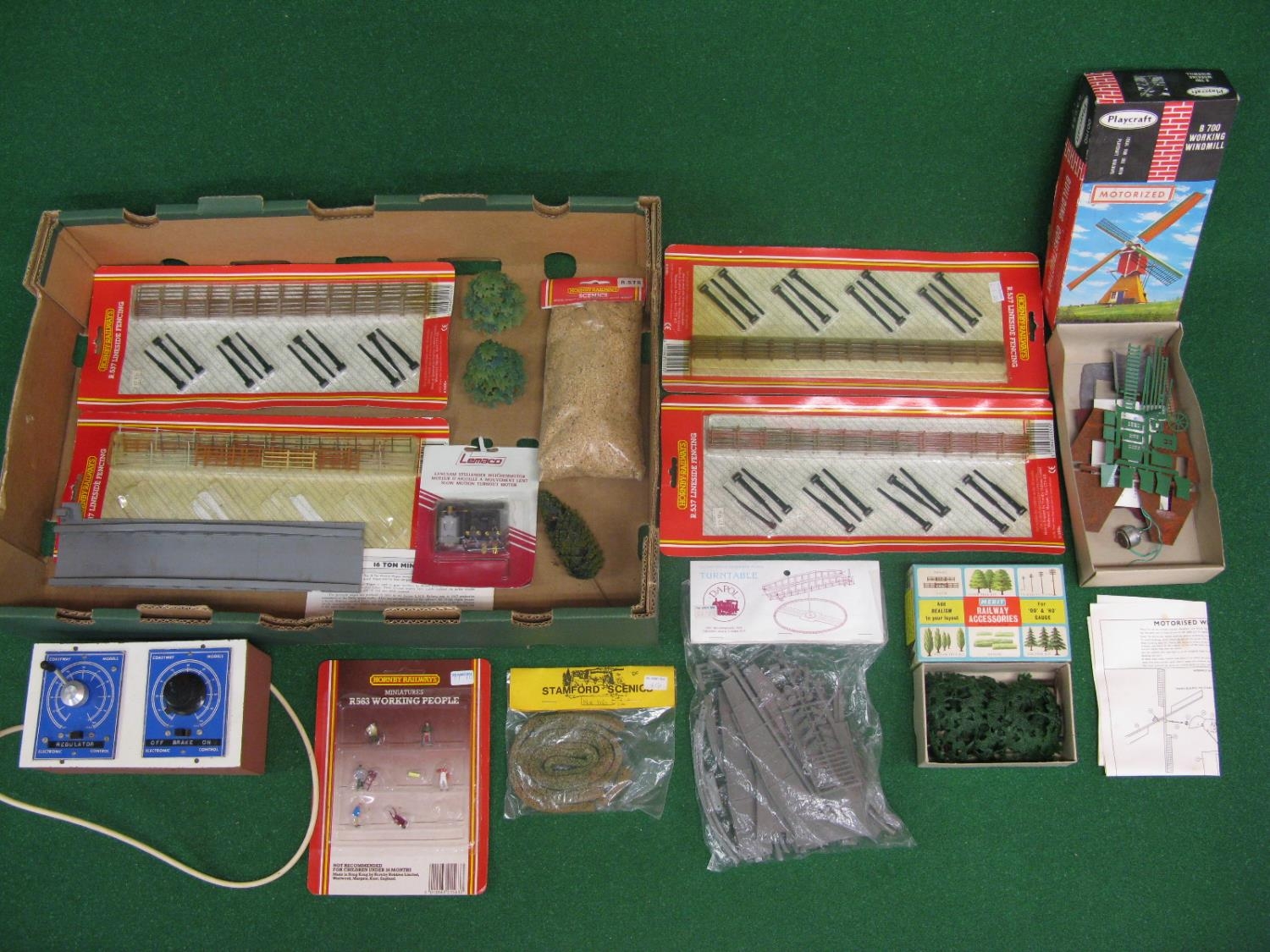 Box of OO scale model railway accessories to include Playcraft