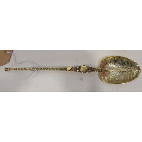 15 - A large Victorian silver gilt spoon, by Walter & John Barnard, London 1889, the bowl with floral dec... 
