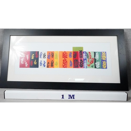 2 - A framed and glazed coloured abstract Matisse print. W126 H62cm.