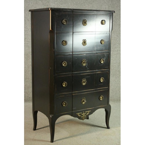 381 - Chest of drawers, contemporary Louis XV style with ormolu mounts. H.117 W.70 D.40cm.