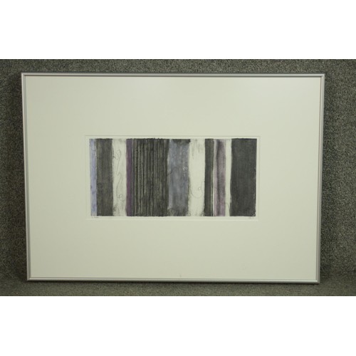 386 - A framed and glazed 20th century coloured lithograph, titled Unique, monogrammed KLB. H.50 W.70cm.