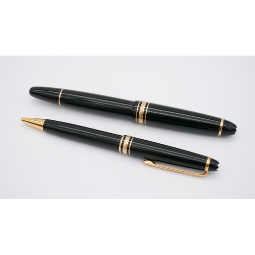189 - Two Mont Blanc Meisterstuck ball point pens, one with screw lid, GX1857615 and CX114443. Accompanied... 