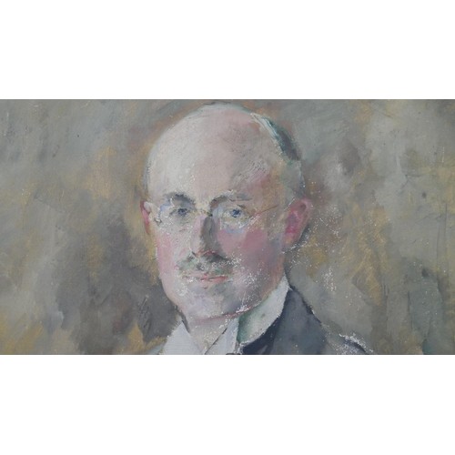 222 - A framed oil on canvas of a gentleman, indistinctly signed. H.89 W.75cm